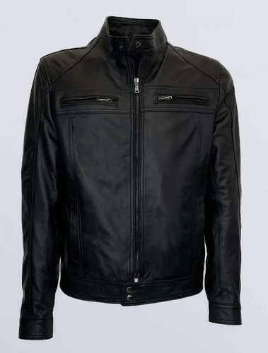 Giubbino pelle uomo nero - pelle,
