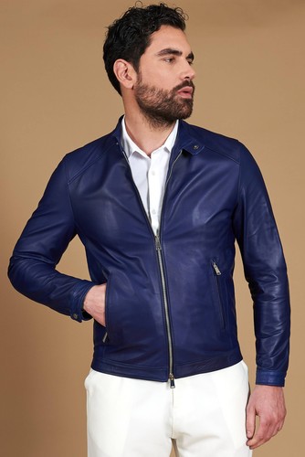 Giacca vera pelle bluette uomo - giacca,